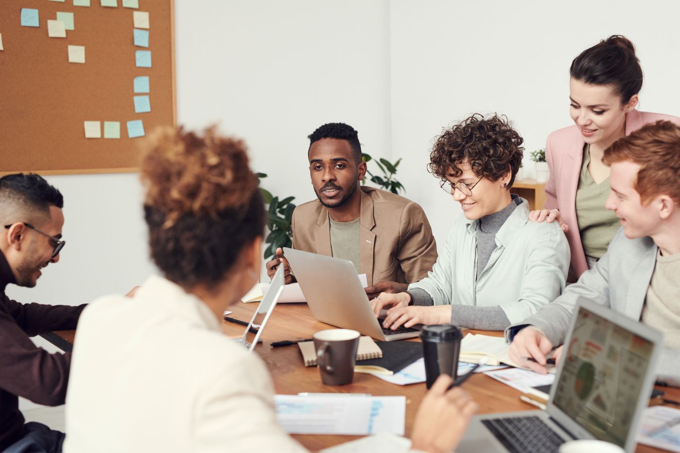 People at work in a business setting